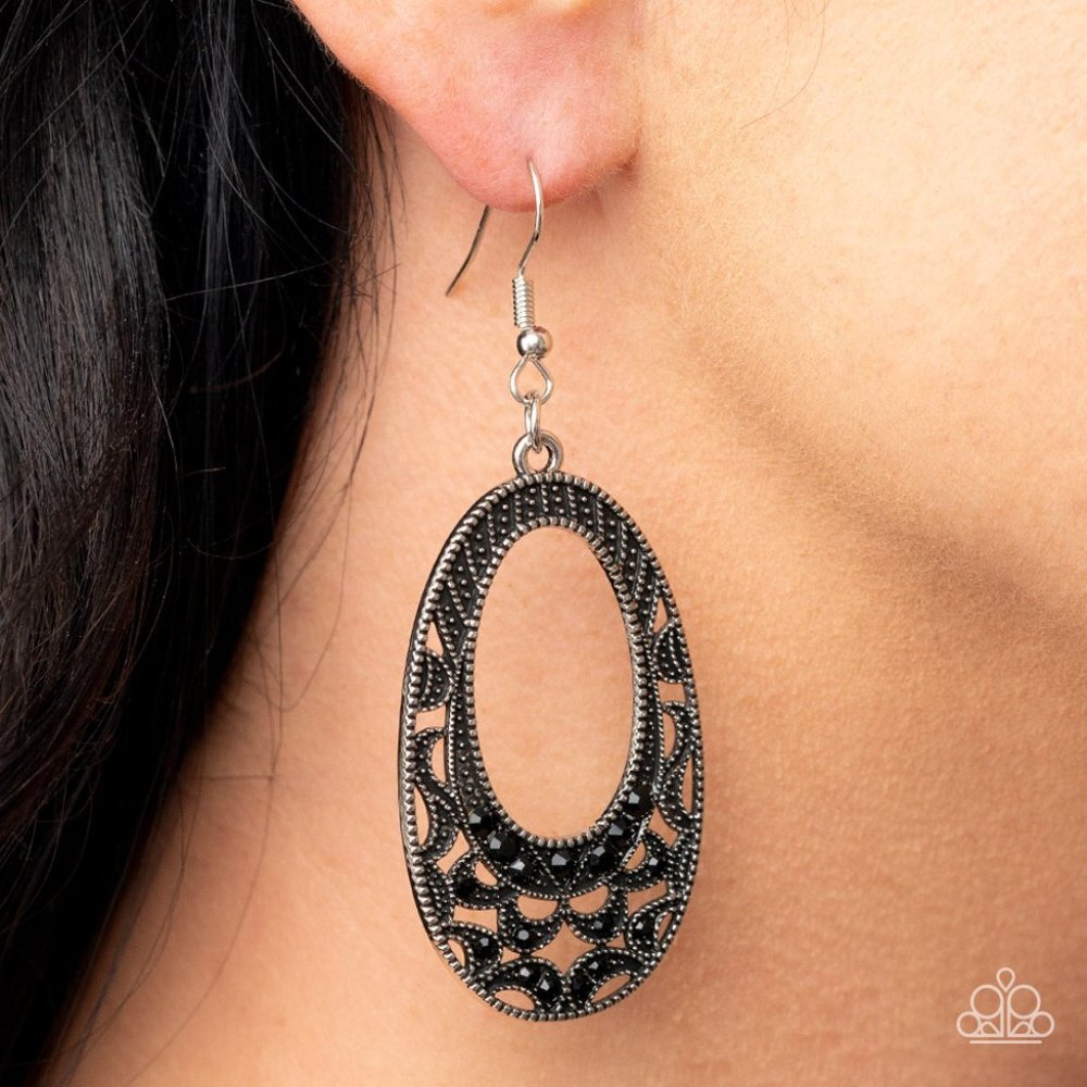 Colorfully Moon Child - Black Earrings
